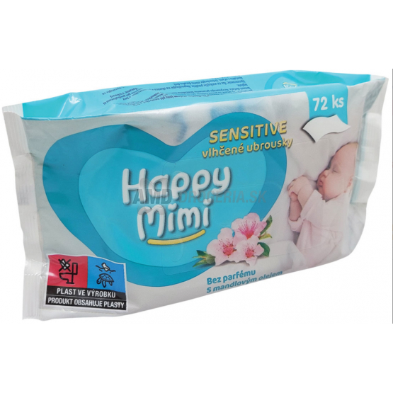 HAPPY MIMI DETSKÉ VLHČENÉ UTIERKY SENSITIVE MANDĽA 72KS 