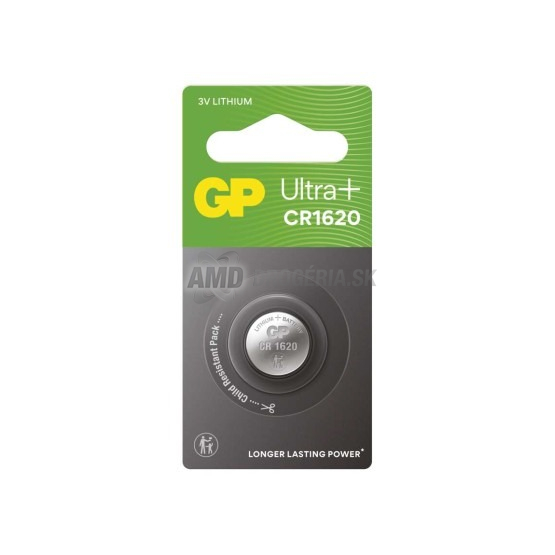 GP Ultra Plus Lítiová gombíková batéria CR1620, 3V, 1 ks