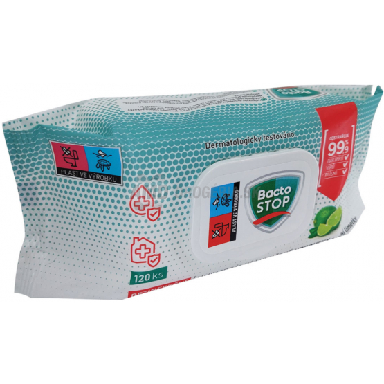BACTOSTOP DEZINFEKČNÉ VLHČNÉ UTIERKY LIME 120KS 