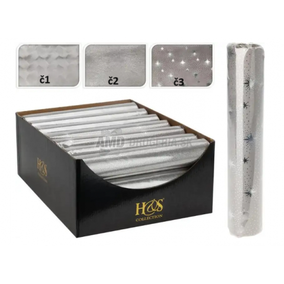 ŠTÓLA VIANOČNÁ ZAMAT SIVÁ/STRIEBORNÁ MIX  28X150CM 