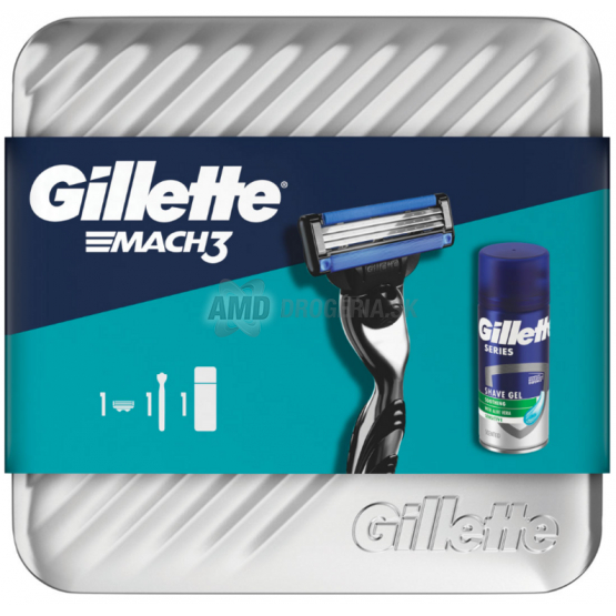 KAZETA GILLETTE MACH3 HOLIACI STROJČEK MACH3 + 1 HOLIACA HLAVICA + SERIES GÉL 75ML + BOX