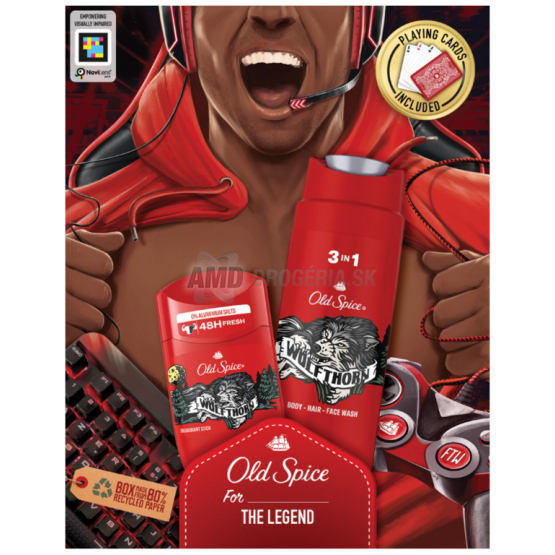 KAZETA OLD SPICE WOLF DEO STICK 50ML + SPRCHOVÝ GÉL 250ML + HRACIE KARTY