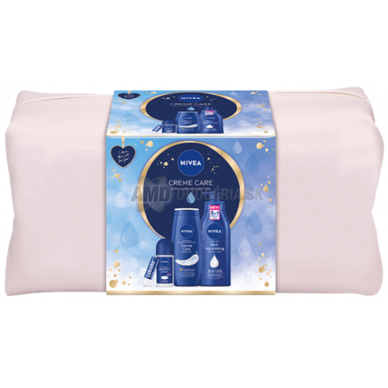 KAZETA NIVEA WOM BAG CREME CARE TELOVÉ MLIEKO 400ML + SPRCHOVÝ GÉL 250ML + BALZAM NA PERY 5ML  + ROLL ON 50ML