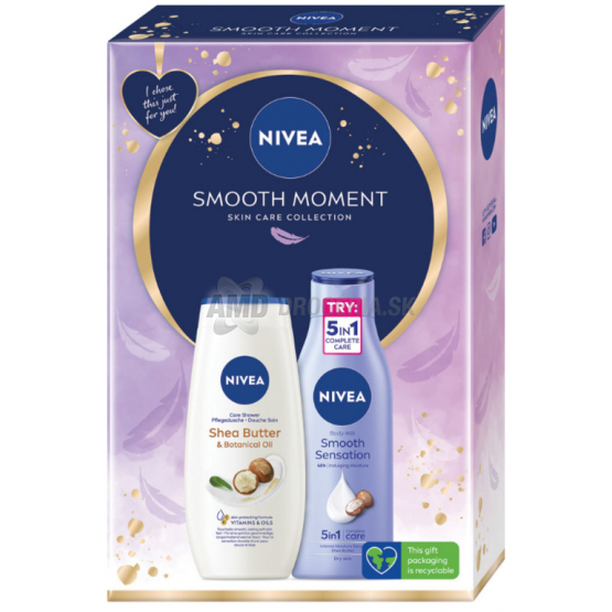 KAZETA NIVEA WOM SMOOTH MOMENT TELOVÉ MLIEKO 250ML + SPRCHOVÝ GÉL 250ML