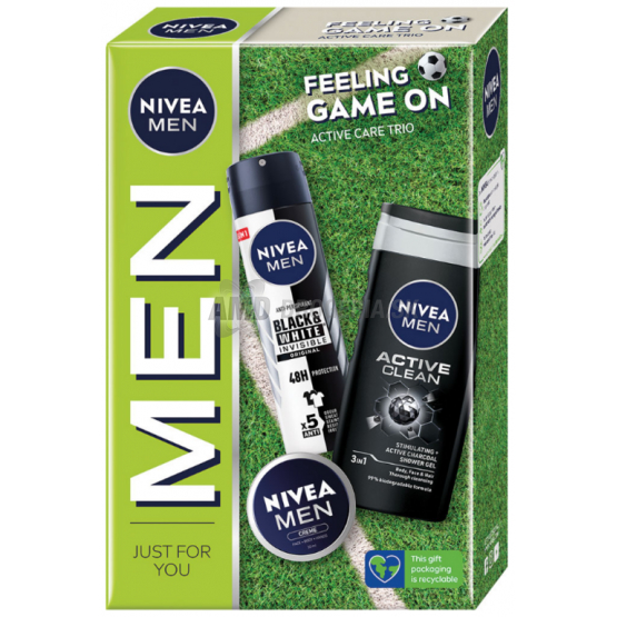 KAZETA NIVEA MEN FEELING GAME ON SPRCHOVÝ GÉL 250ML + ANTIPERSPIRANT 150ML + KRÉM 30ML