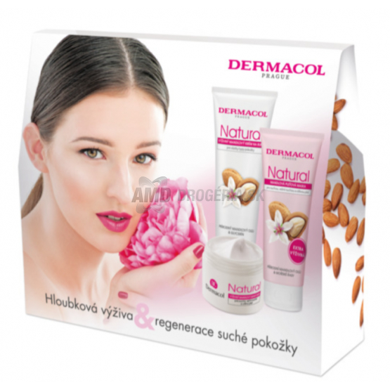 KAZETA DERMACOL NATURAL II MANDĽOVÝ DENNÝ KRÉM 50ML + KRÉM NA RUKY 100ML + PLEŤOVÝ MASKA 100ML