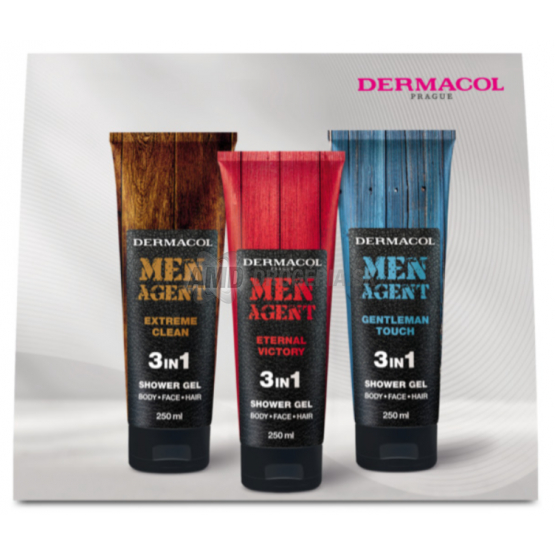 KAZETA DERMACOL MEN AGENT 3V1 SGPRCHOVÝ GÉL 250ML + ETERNAL VICTORY 3V1 250ML + GENTLEMAN TOUCH 3V1 250ML