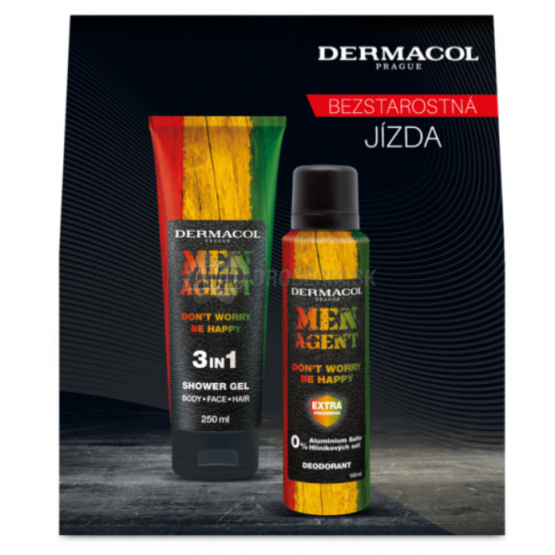 KAZETA DERMACOL MEN AGENT DON´T WORRY BE HAPPY SPRCHOVÝ GÉL 3V1 250ML + DEZODORANT 150ML