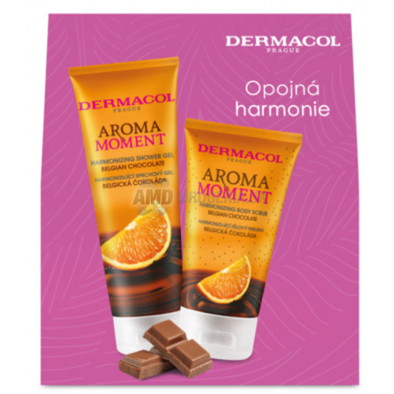 KAZETA DERMACOL BELGICKÁ ČOKOLÁDA  SPRCHOVÝ GÉL 250ML + TELOVÝ PEELING 150ML