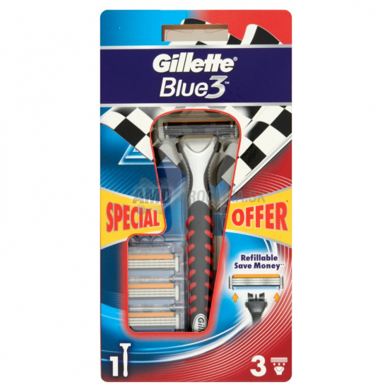 GILLETTE BLUE3 NÁHRADNÁ HLAVICA 3 KS + STROJČEK