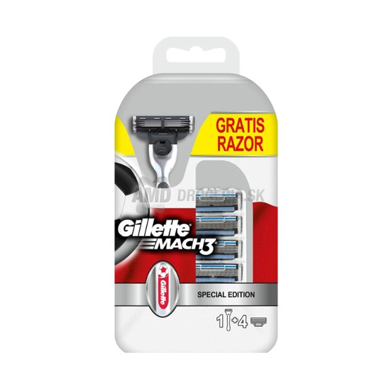 GILLETTE MACH3 NÁHRADNÉ HLAVICE 4KS + STROJČEK RED WHITE 1 KS