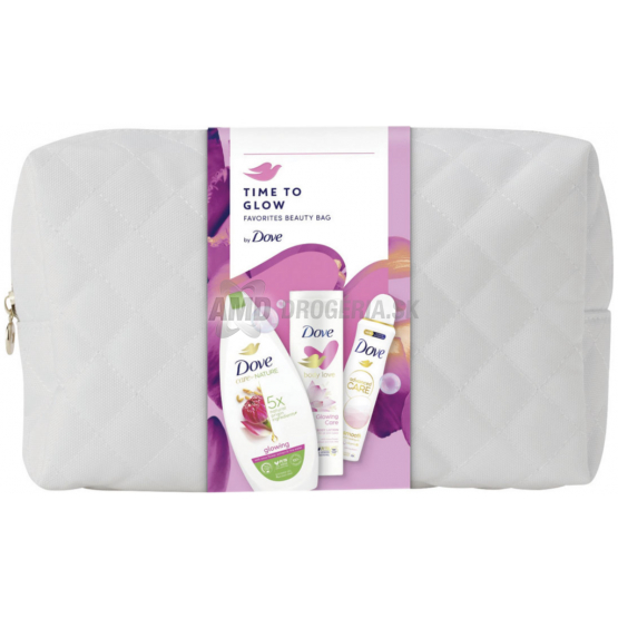 KAZETA DOVE WOMEN TIME TO GLOW  GLOWING TAŠKA SPRCHOVÝ GÉL 225ML + TELOVÉ MLIEKO 250ML + ANTIPERSPIRANT 150ML