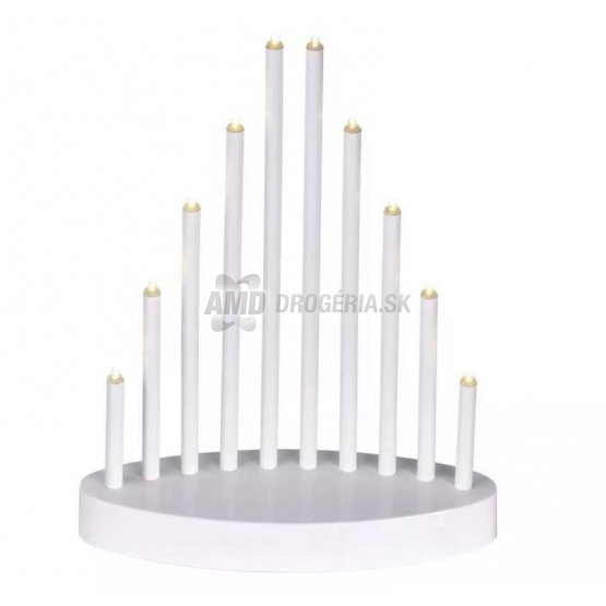 Emos Vianočný LED svietnik plastový biely, 10 LED, 24,5 cm