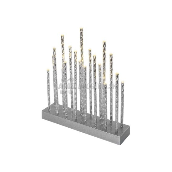 EMOS Vianočný LED svietnik strieborný, 19 LED, 28,5 cm, teplá biela