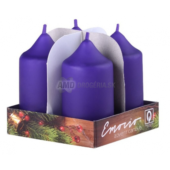 SVIEČKY ADVENTNÉ 4KS 40X75 TMAVO FIALOVÉ 