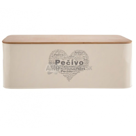 CHLEBNÍK PLECH/DREVO 42X22,5X16CM PEČIVO SRDCE