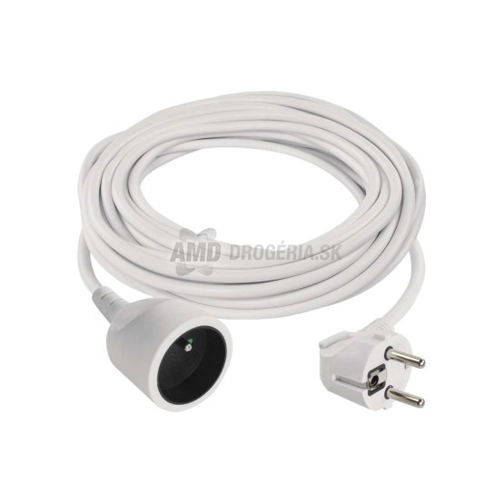 Emos Predlžovací kábel 1 zásuvka, biely, 10 m/1 mm²