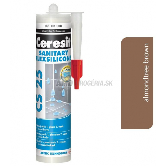 Ceresit CS 25 Sanitary silikón mandľovo hnedý, 280 ml
