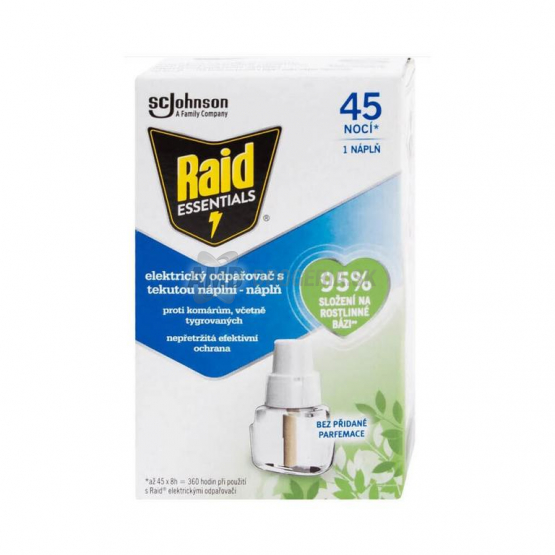 Raid Essentials elektrický odparovač proti komárom + náplň, 45 nocí