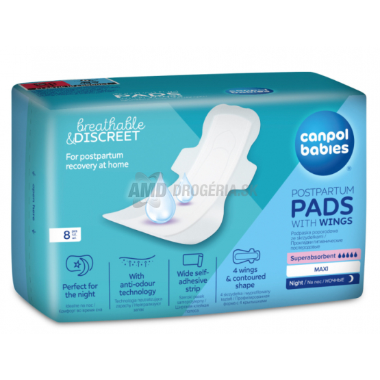 CANPOL BABIES POPÔRODNÉ VLOŽKY S KRÍDELKAMI NOČNÉ 8KS