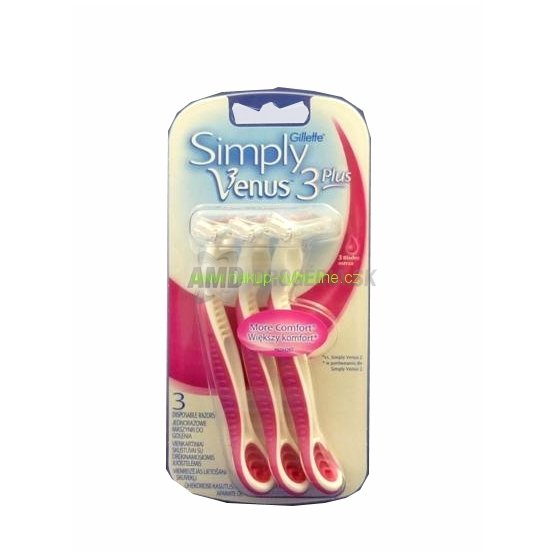 GILLETTE SIMPLY VENUS 3 PLUS STROJČEK 3 KS