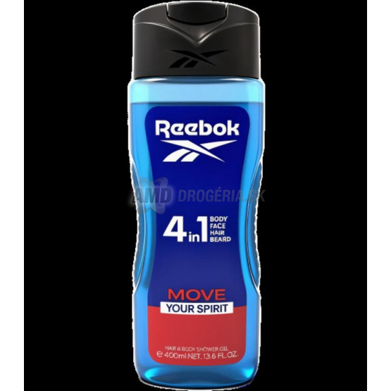 Reebok Move Your Spirit 4in1 sprchový gél pre mužov, 400 ml