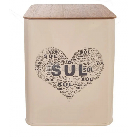 DÓZA PLECH/DREVO 9,5x9,5x14CM SOĽ SRDCE