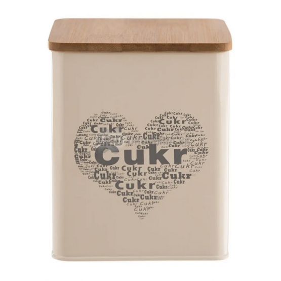 DÓZA PLECH/DREVO 11,5x11,5x14CM CUKOR SRDCE