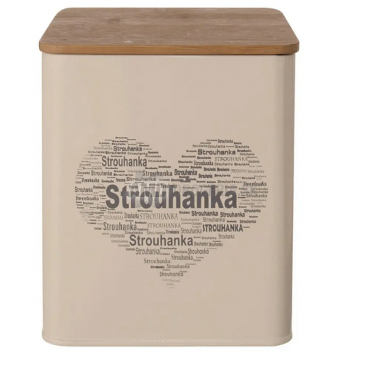 DÓZA PLECH/DREVO 11,5x11,5x14CM STRÚHANKA SRDCE