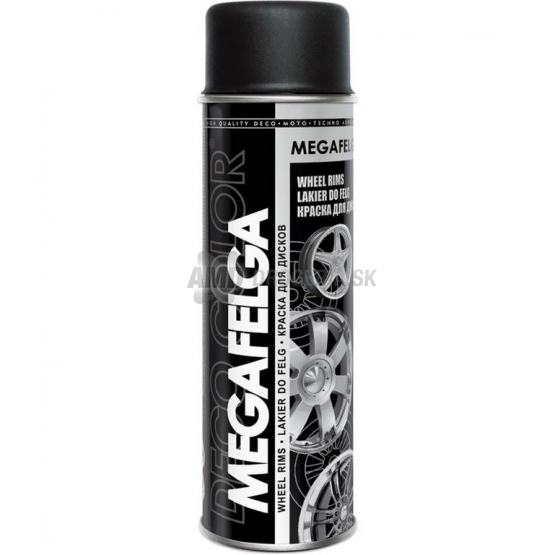 Deco Color Megafelga akrylový sprej na disky, čierny lesklý RAL 9005, 500 ml