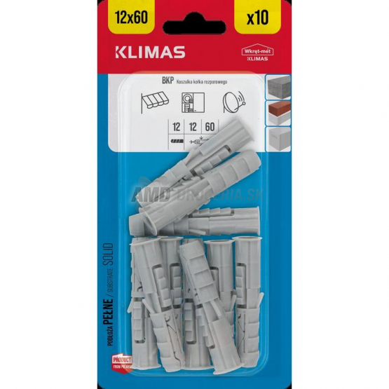 Klimas Hmoždinka univerzálna rozperná 12 x 60 mm, 10 ks