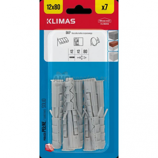 Klimas Hmoždinka univerzálna BKP 12 x 80 mm, 7 ks
