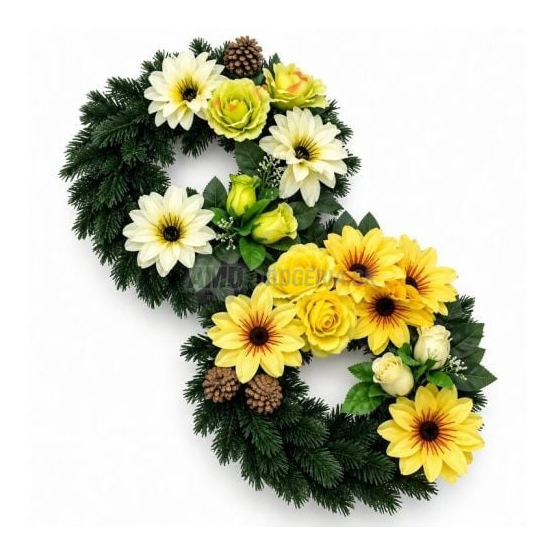 Náhrobný veniec v tvare osmičky, 35 cm, mix dekorov
