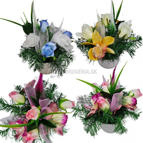 Ikebana náhrobná v kvetináči, výška 23–25 cm