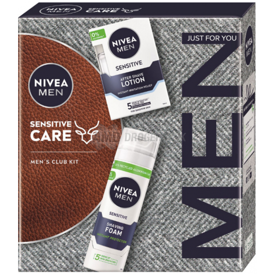 KAZETA NIVEA MEN BOX SENSITIVE CARE VODA PO HOLENÍ 100ML + PENA NA HOLENIE 200ML