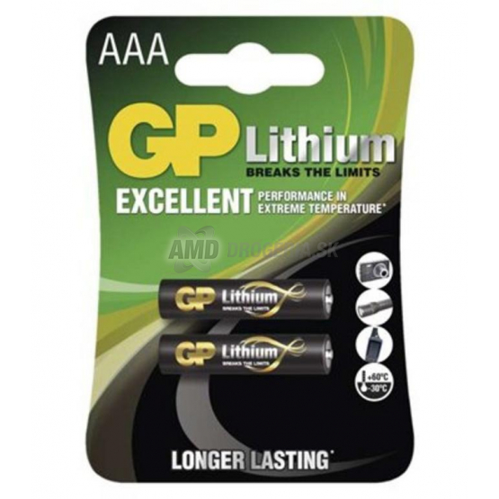 GP Lithium AAA lítiové batérie FR03, 2 ks