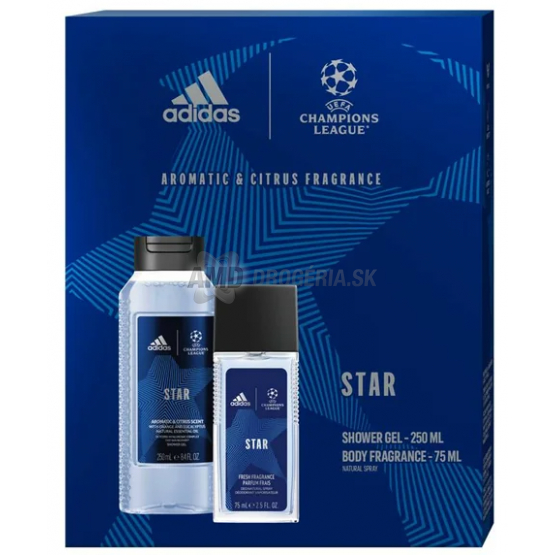 KAZETA ADIDAS UEFA CHAMPION SPRCHOVÝ GÉL 250ML + PARFÉMOVANÝ DEODORANT 75ML