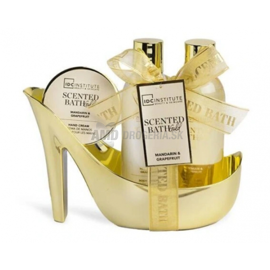 KAZETA LODIČKA ZLATÁ IDC INSTITUTE GREP A MANDARINKA SPRCHOVÝ GÉL 180ML + TELOVÉ MLIEKO 180ML + KRÉM NA RUKY 50ML 