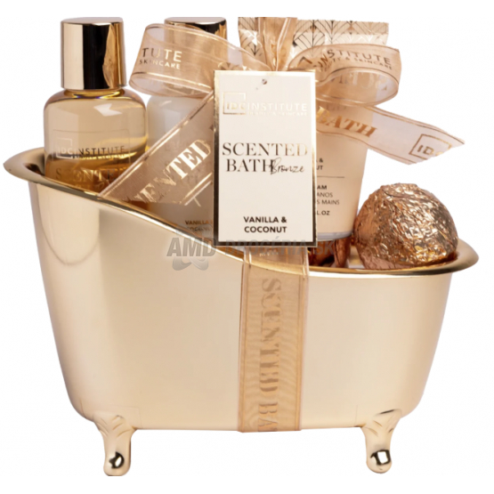 KAZETA VANIČKA IDC INSTITUTE KOKOS A VANILKA SPRCHOVÝ GÉL 100ML + TELOVÉ MLIEKO 100ML + KRÉM NA RUKY 80ML + TABLETA DO KÚPEĽA 40G