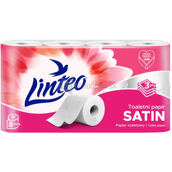 LINTEO TOALETNÝ PAPIER SATIN 3 VRSTVOVÝ 8KS BIELY 15M