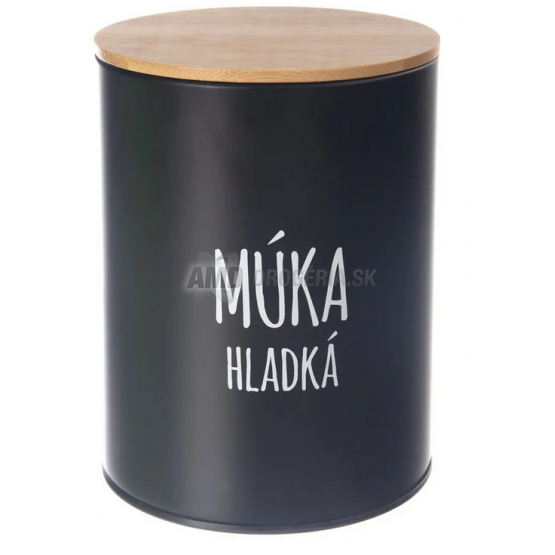 DÓZA PLECH/BAMBUS 9,5x9,5x14CM MÚKA HLADKÁ