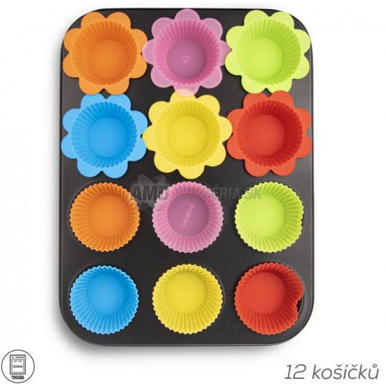 FORMA KOV MUFFINY + 12 KOŠÍKOV SILIKÓNOVÝCH