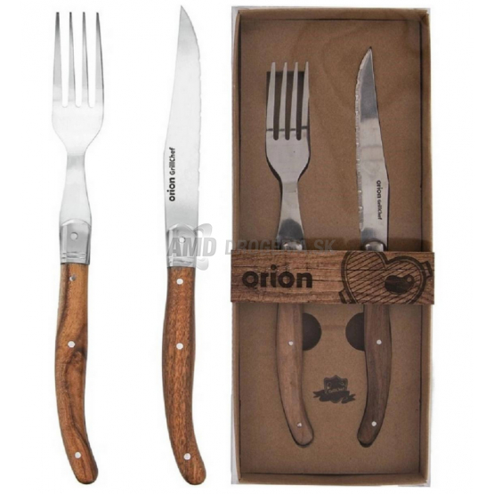 STEAK NÔZ+VIDLIČKA SET NEREZ/DREVO