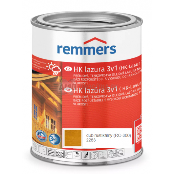 REMMERS HK LAZÚRA 3V1 DUB RUSTIKÁLNY  0,75L