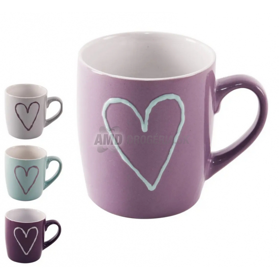 HRNČEK KERAMICKÝ SRDCE 0,35L MIX