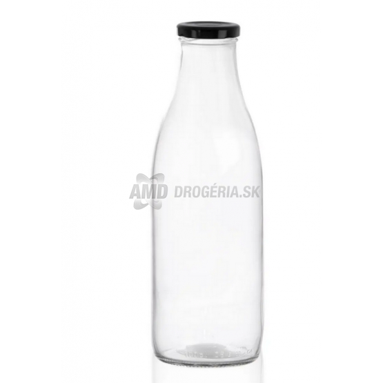 FĽAŠA SKLO/KOV VIEČKO 1L NA MLIEKO