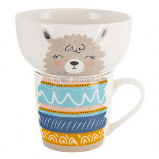 HRNČEK + MISKA PORECELÁN LAMA 0,35L SET
