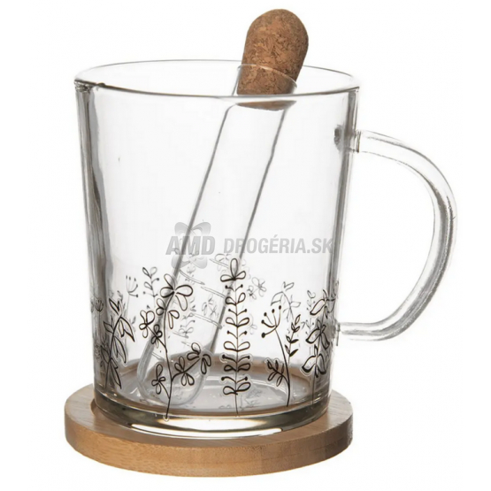 HRNČEK SKLO/BAMBUS PODŠÁLKA + INFUZÉR LUKA 0,42L