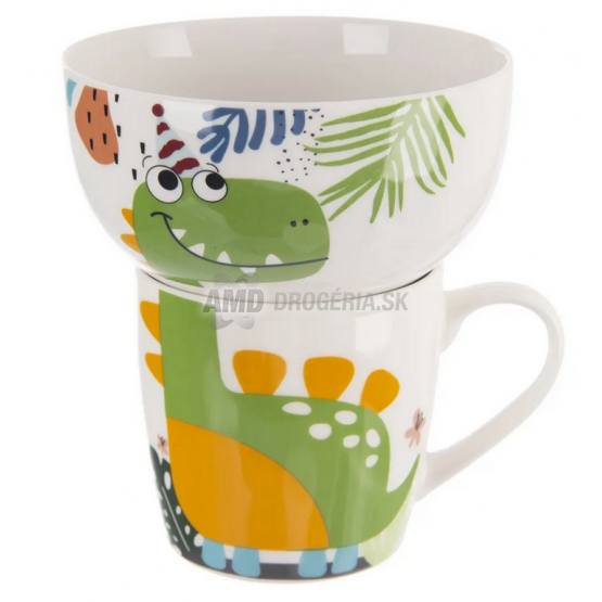 HRNČEK + MISKA PORCELÁN DINO 0,35L SET