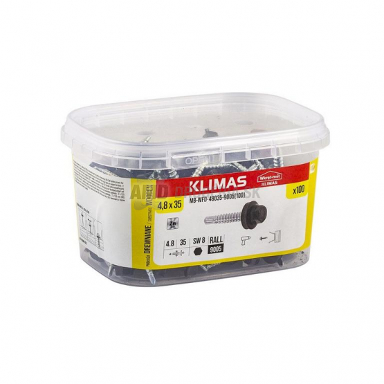 Klimas Vrut WFD samovrtný na plech do dreva 4,8×30 mm RAL 9005, 100 ks